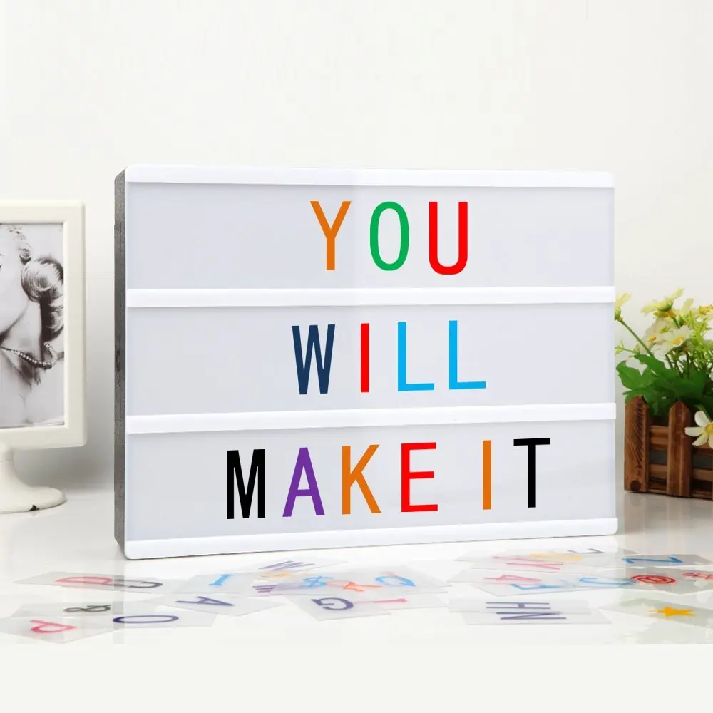 

Newest LED Cinema Lightbox Light box Letters Acrylic A4 Size Battery or USB DC Powered Cinematic Light Box Indoor Lighting