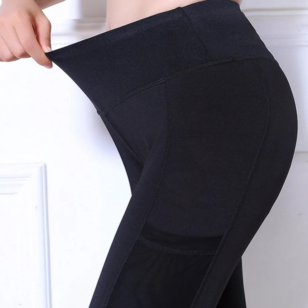 Штаны для йоги женские колготки бега с карманами телефона сетчатые Леггинсы