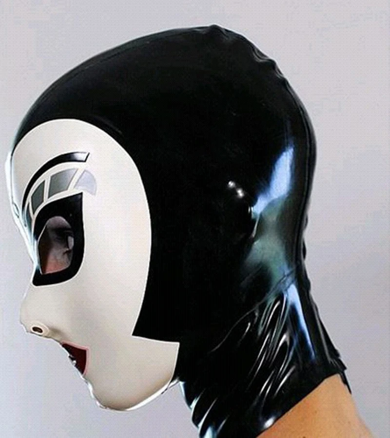 DHL 2014 new fashion customize original design 100% nature rubber fetish mask latex party catwomen hood for adult