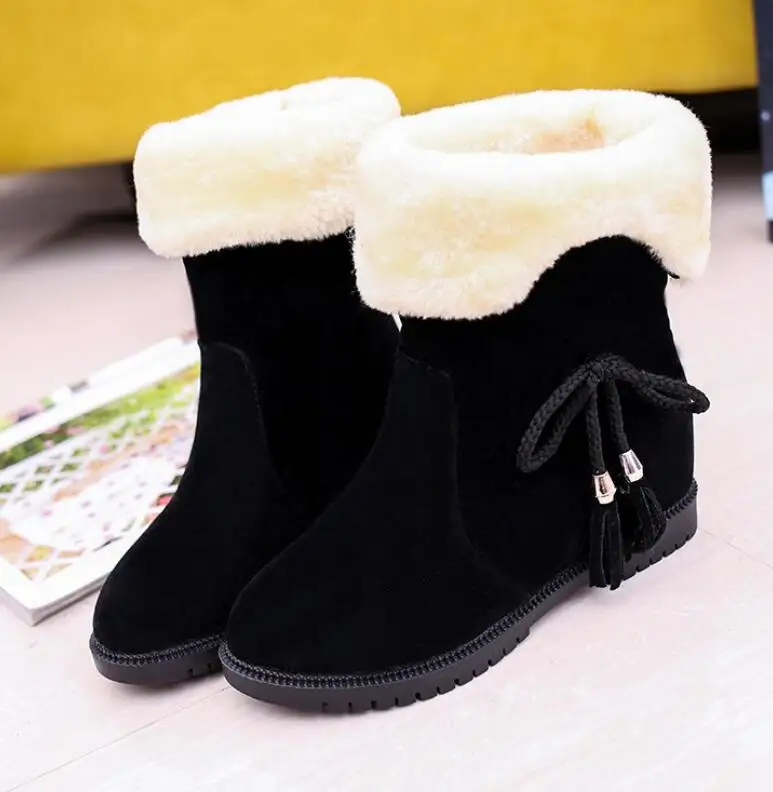 Botas mujer invierno/Брендовые женские сапоги, женская зимняя обувь, женские теплые зимние сапоги на меху, модные сапоги на плоской подошве, черные, коричневые сапоги