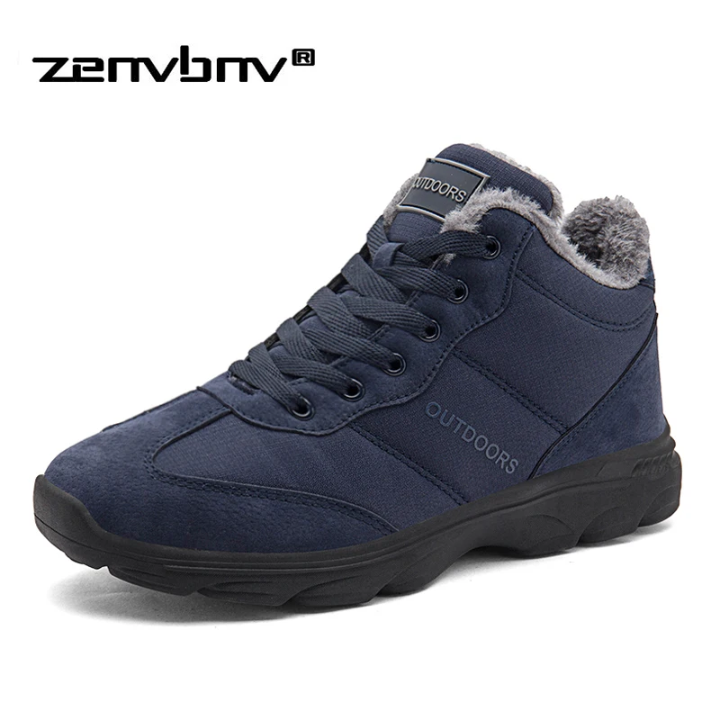 

Men's boots Winter Comfortable Ankle Cotton boots With fur Keep warm boots short plush casual outdoor Non-slip men's shoes
