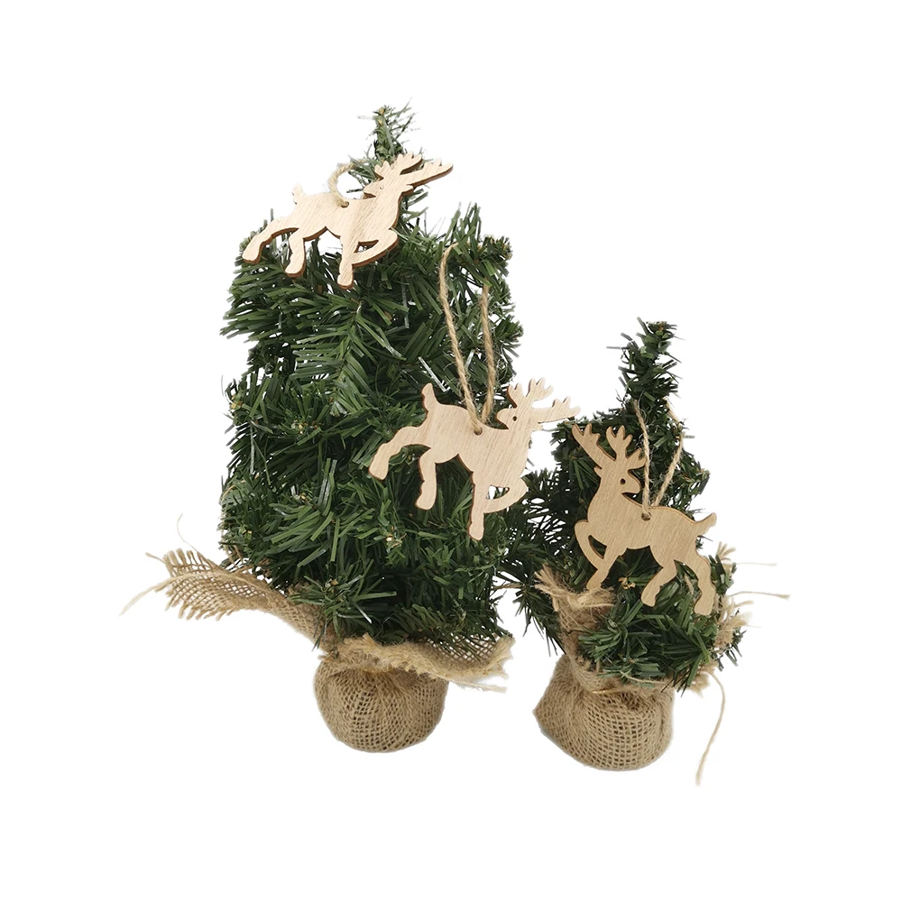 10pcs Merry Christmas Deer For Home Wooden Hollow Ornament Christmas Tree Hanging Pendant Decoration Xmas Decor