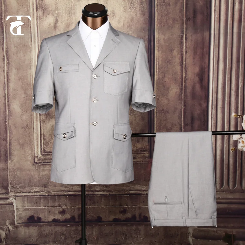 

2016 Summer Short Sleeve Blazer Office Uniform Design Garment Factory Slim Fit Blazer for Men Apparel
