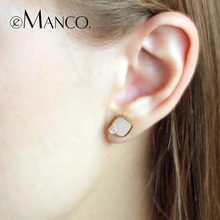 Модные серьги-гвоздики для женщин классические серьги из нержавеющей стали с фианитом два цвета роскошные ювелирные изделия eManco