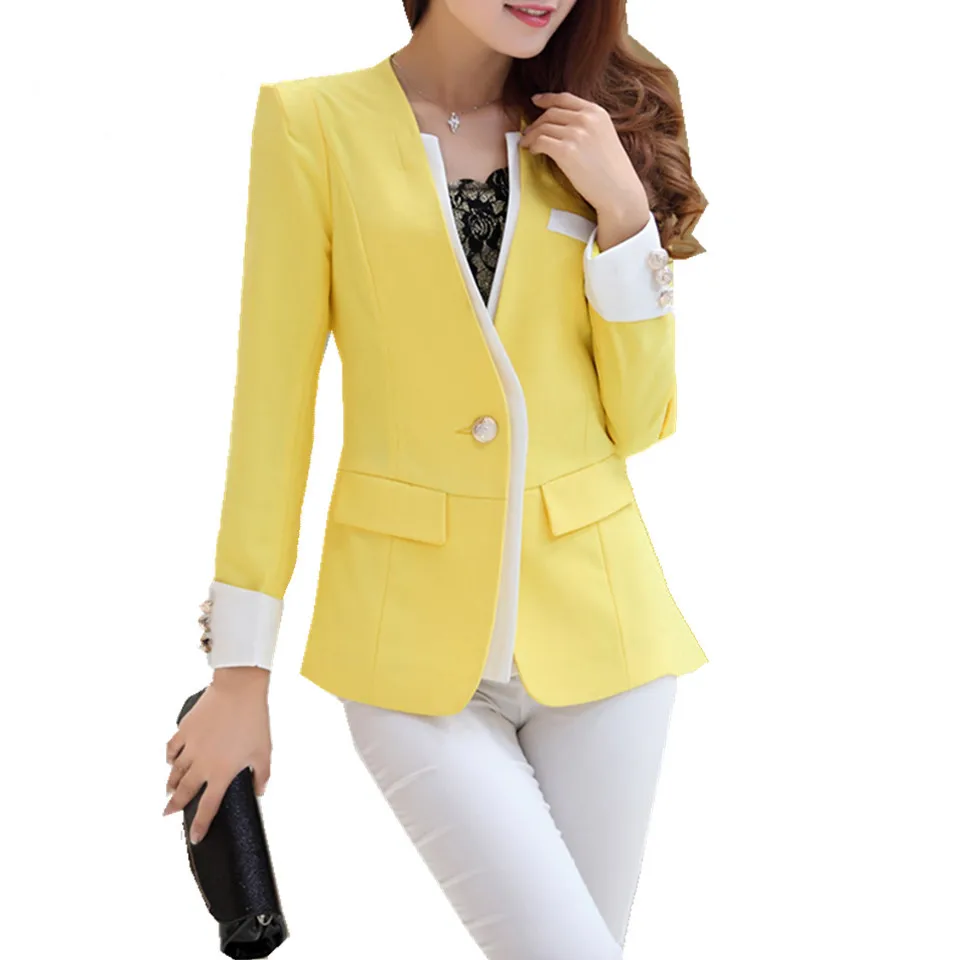 Fmasuth Women Business Jacket Single Button Full Sleeve Slim Wear to