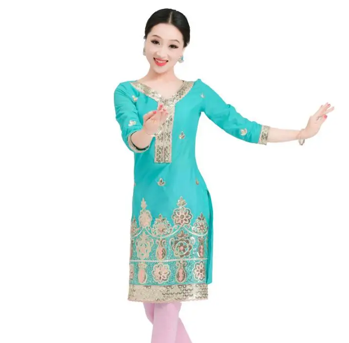 

Woman Fashion Ethnic Styles Print Cotton India Dance Performance Embroidery Dress Lady Top