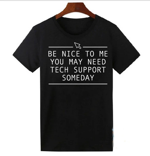 funny tech support printed mens t shirt novelty gift tee computer smart tech support