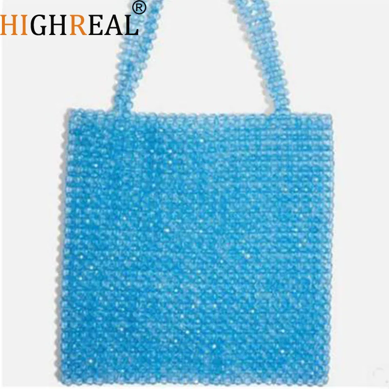 

HIGHREAL New Fashion Handmade Pearl Bag Handbag Female Beaded Tote Bag Shoulder Handbags Ins wholesale drop shipping
