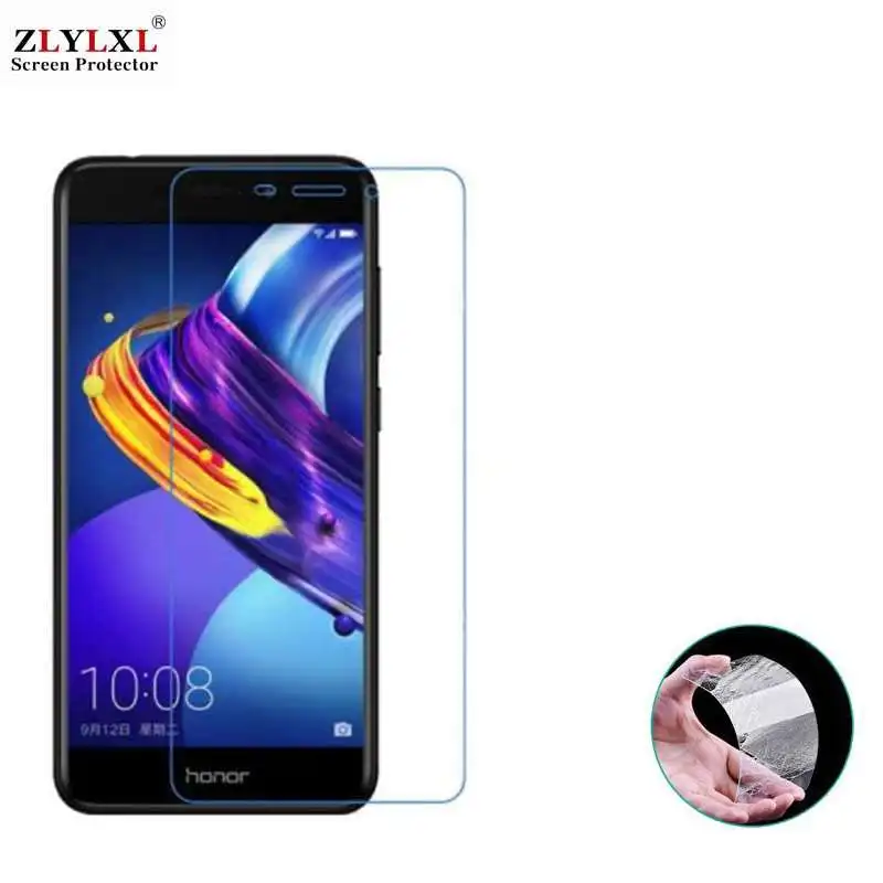 

Glass + case Transparent Dirt-resistant soft back case for Huawei honor 6C pro tempered glass screen protector