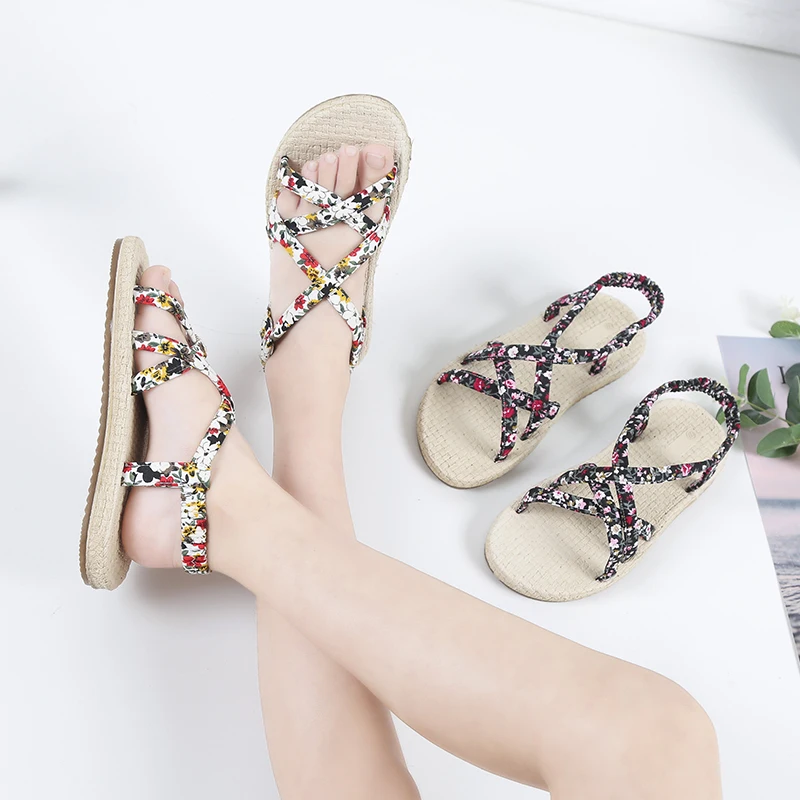 Children's Sandals 2019 New Summer Girls Princess Sandals Linen Woven Flat Sling Sandals Fashion Floral Soft Bottom Beach Shoes Children's Sandals 2019 New Summer Girls Princess Sandals Linen Woven Flat Sling Sandals Fashion Floral Soft Bottom Beach Shoes