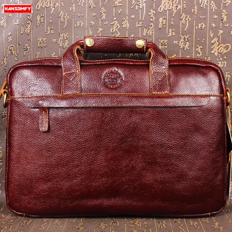 

2019 New Cowhide Men briefcase computer shoulder messenger bag business men's Genuine leather laptop handbag crossbody bag