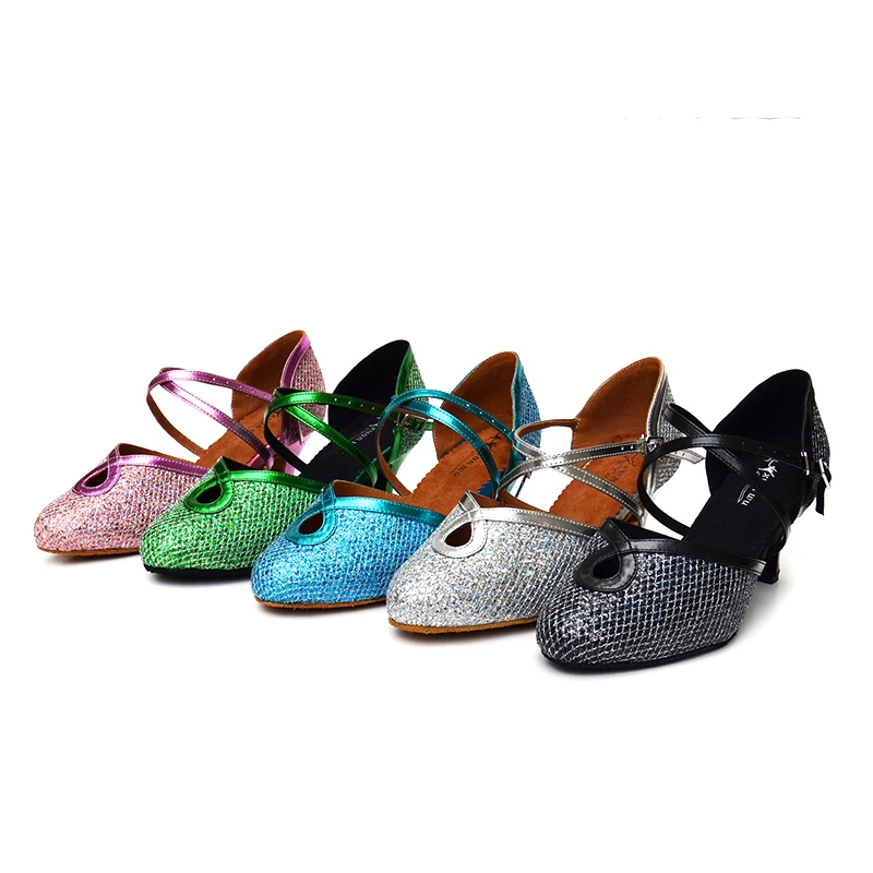 

High Quality Ladies Women Tango Salsa Ballroom Latin Dance Shoes with Suede Sole 2.36 Inch Heels