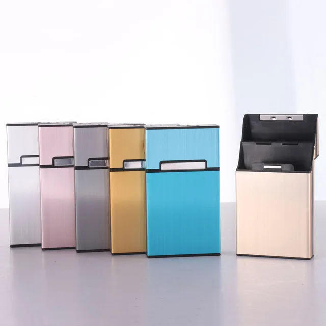 

New Ultra Thin Fashion Pipe Cigarette Box Creative Personality Cigaret Case Slim Metal Box Aluminum Gift Mini Cigarette Holder