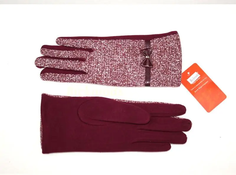 Вязаные перчатки женские хлопковые короткие стильные снежинки ткань плюс бархат осень и зима теплые перчатки для пальцев