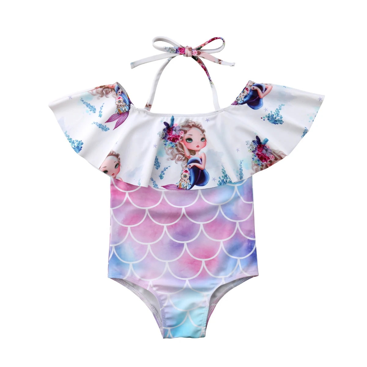 Cartoon Baby Girl Mermaid One piece Bodysuit Swimsuit Little Girls