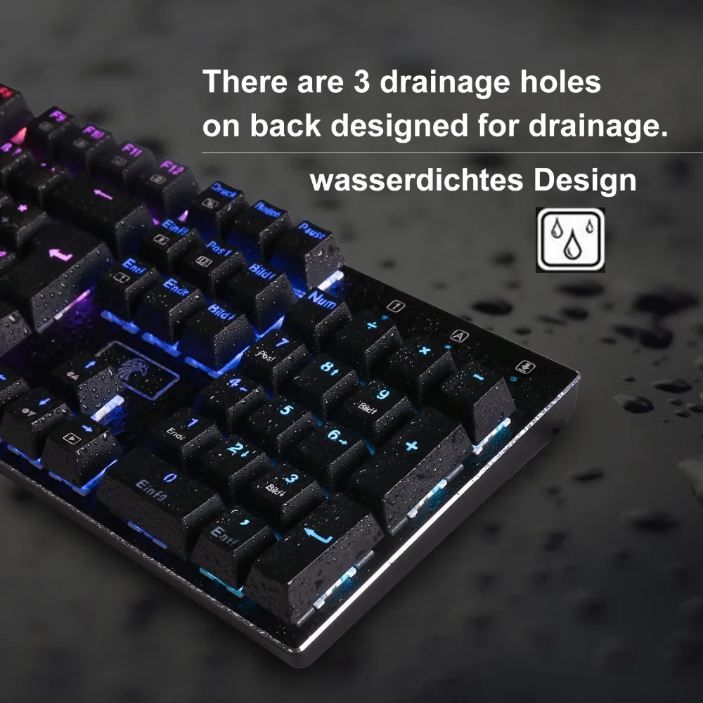 Механическая игровая клавиатура светодиодный RGB с подсветкой алюминиевая 105