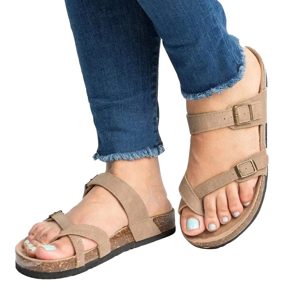

SAGACE Ladies Shoes Sexy Outside Flip Flops Women's Ladies Summer Strap Ankle Buckle Flat Sandals Roman Shoes Slippers 2019
