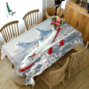 

3D Tablecloth Aircraft Pattern Dustproof Polyester Cotton Wedding Hotel Party Rectangular Table Cloth Home Textile Custom