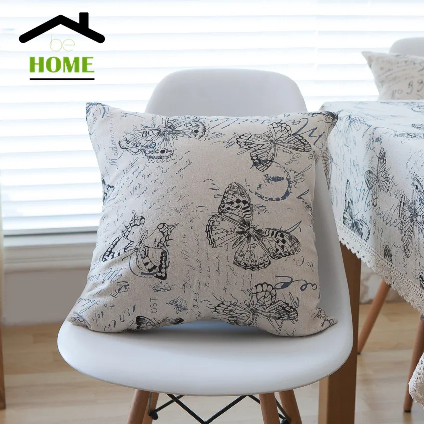 2017 الجديدة الأمريكية النمط الرعوي الطباعة عملية أسود فراشة نمط مكتب سيارة وسادة أريكة السرير رئيس سائد القطن قطني