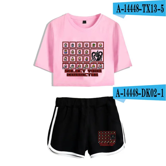 Girls Outfit Stranger Things New 2D print Leisure Women Two Piece Set Shorts+lovely T-shirts Hot Sale Tracksuit - Цвет: 29