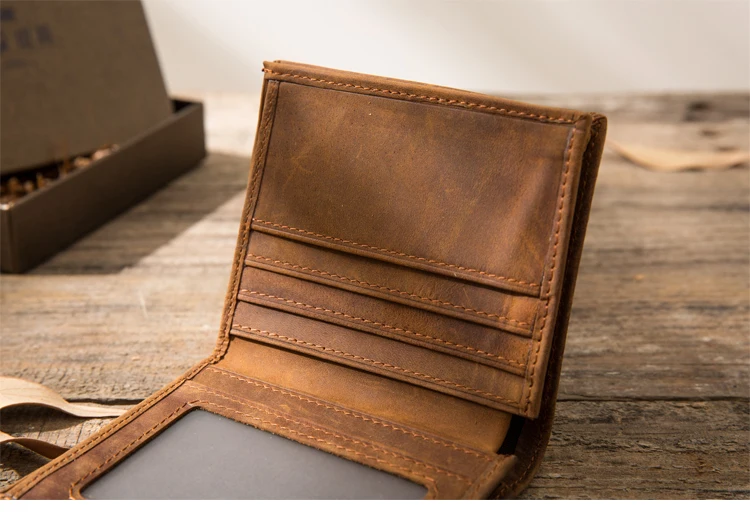 Мужские кошельки из натуральной кожи ручной работы в винтажном стиле, фирменный многофункциональный бумажник из кожи Crazy Horse, дизайнерский кошелек из воловьей кожи с карманом для монет
