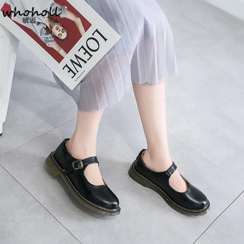 

WHOHOLL Cosplay LoveLive Japanese Student Lolita Shoes College Girl Women Shoes JK Commuter Uniform Shoes PU Leather Shoes