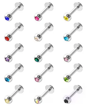 

Crystal Labret Lip Body Piercing Jewelry Round Ball Small Ear Nail Tragus 316L Stainless Steel Ear Lip Ring Ear Gauges