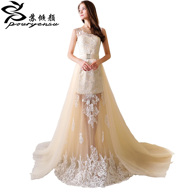 Настоящая фотография 2 и 1 торжественные платья concisebridal vestidos de Novia brautkleid 2017 trouwjurk