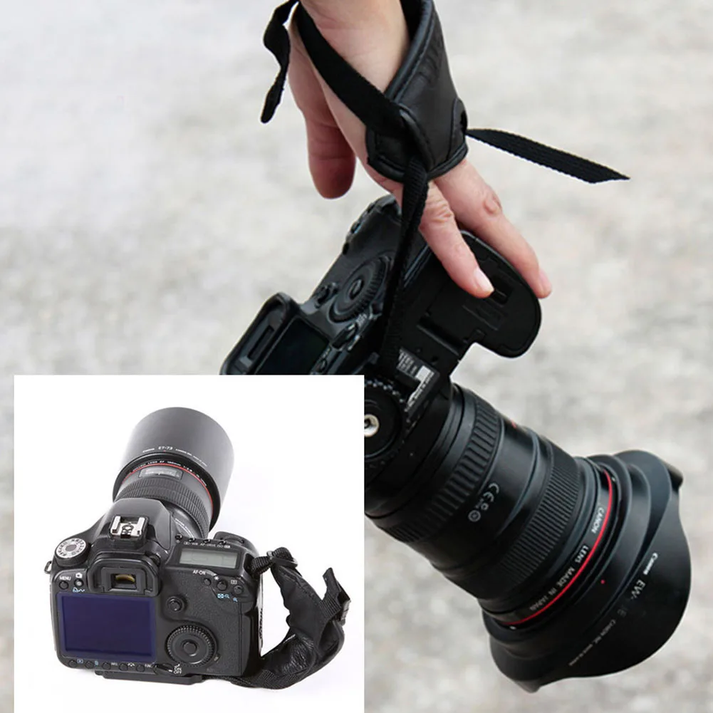 

For DSLR Camera Strap Adjustable Wrist Belt Hand Grip Anti-slip With Screw Triangular Photography Accessories PU Leather