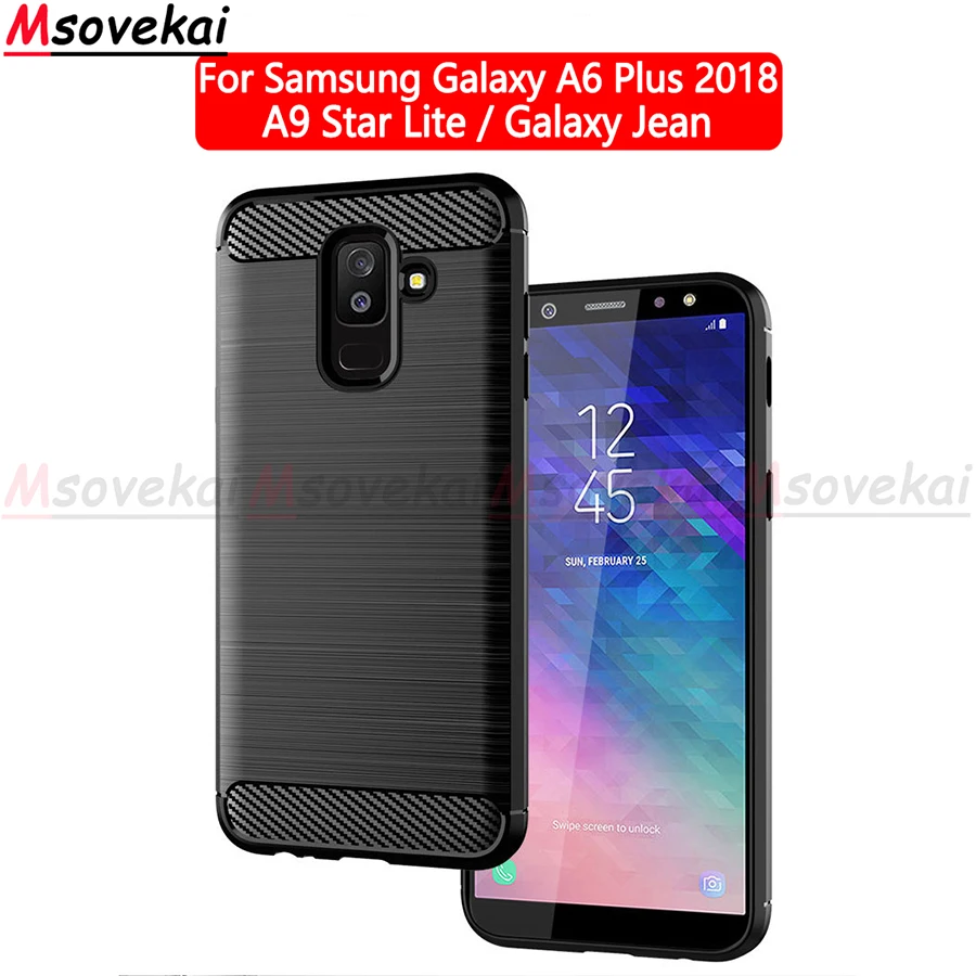 

For Samsung Galaxy A6 Plus 2018 Silicone Carbon Fiber Case Coque For A9 Star Lite Slim Soft TPU Texture Anti-knock Phone Cover