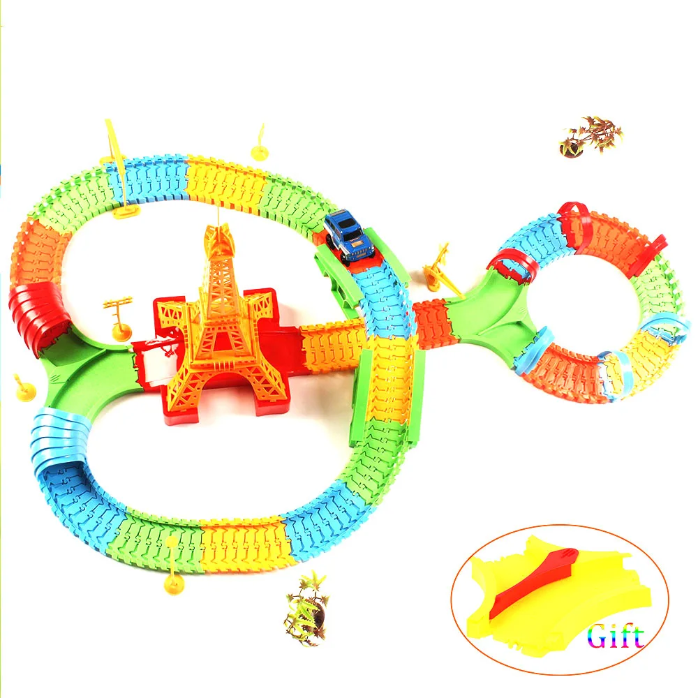 

278pcs/set DIY Magic Colorful Track Electronics Car Music Tower Assemble Railway Rail Car Toy Children's Favorite Birthday Gift