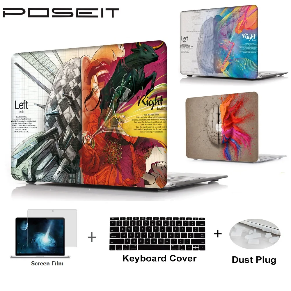 4in1 Plastic Laptop Shell Hard Case+Keyboard Cover+Screen Film+Dust Plug For11 12 13 15 inch Macbook Air Pro Retina Touch Bar | Компьютеры