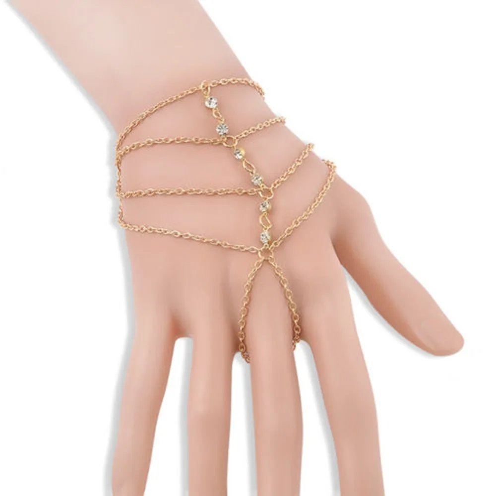 

Punk Rock Multilayer Lady Tassel Bracelet Gold Color Fine Jewelry Finger Bracelet Hand Chain BL-0373