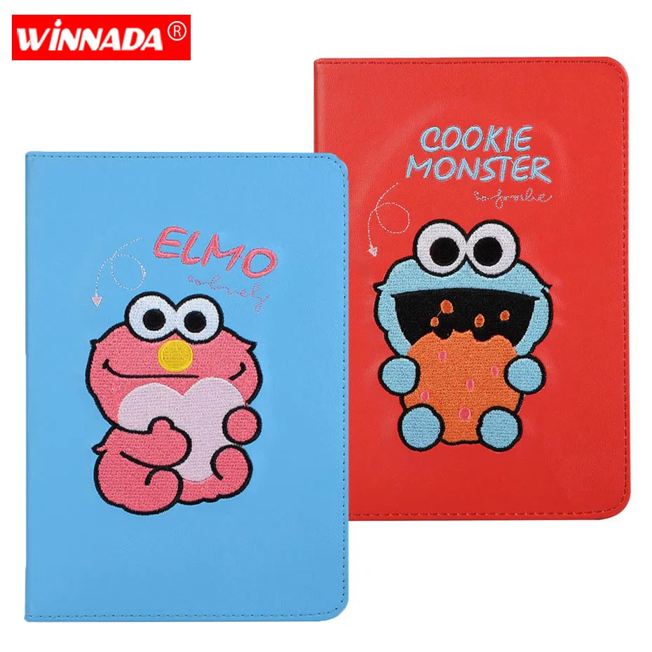 

For ipad mini 4 case fashionable stitchwork Cartoon Sesame Street Stand Protective Case coque TPU back Cover for ipad mini 1 2 3