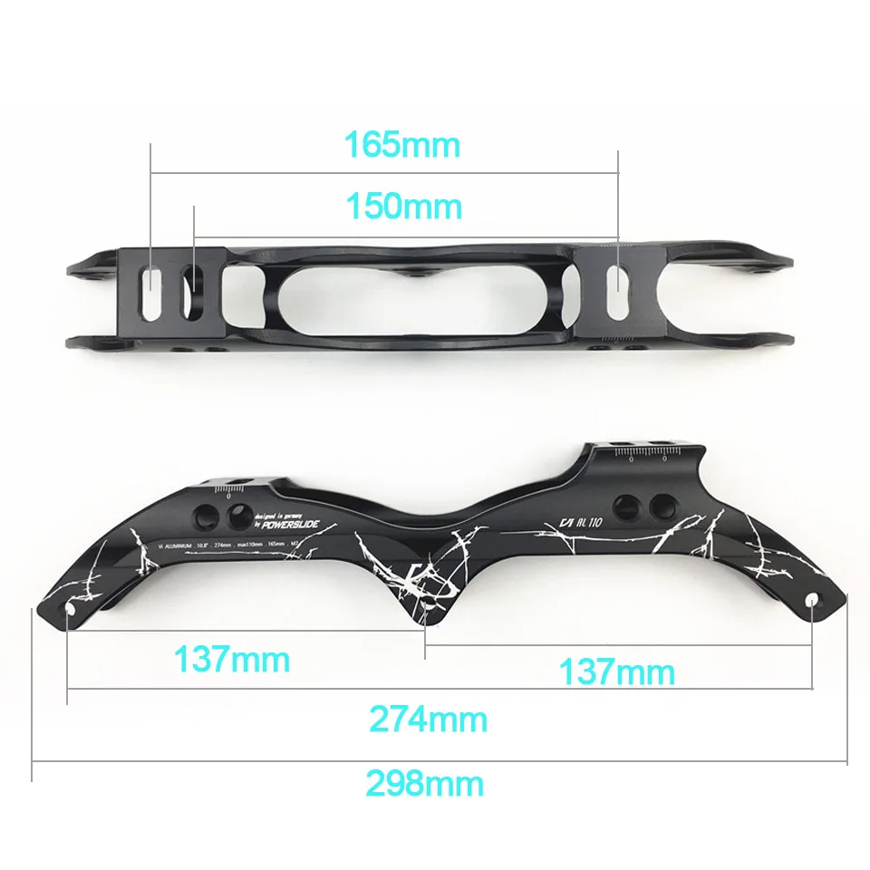 Powerslide الهيكل مضمنة سرعة التزلج إطار قاعدة للأحذية تزلج 3*125 تصاعد المسافة 195 ملليمتر/3X110 150-165 ملليمتر عجلات CNC