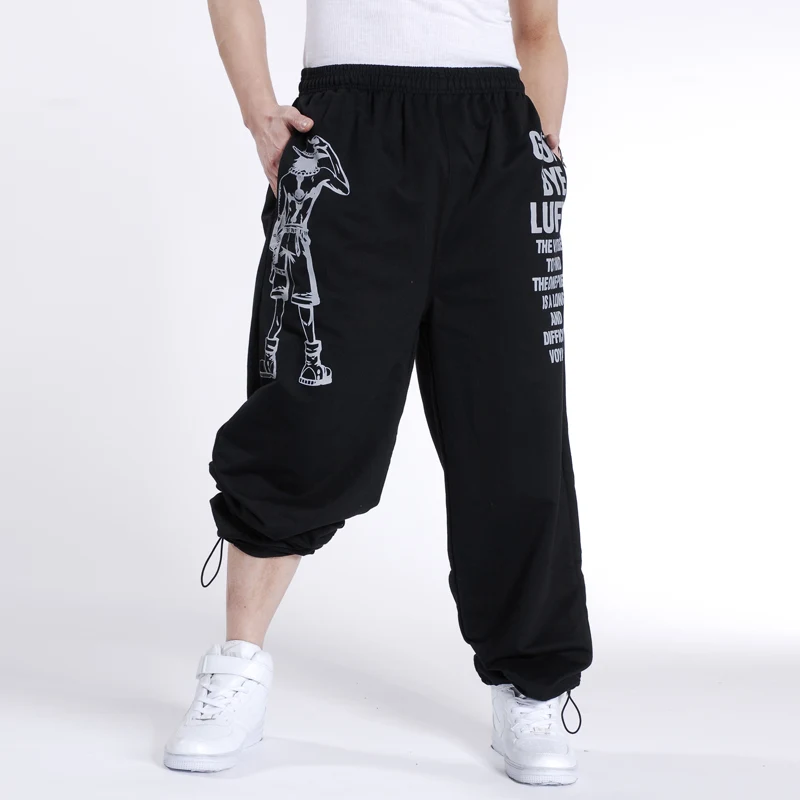 Повседневные мужские штаны для бега с принтом мешковатые модные хип-хоп мужские штаны для бега на открытом воздухе мужские спортивные брюки Pantalon Homme 5XL A10 - Цвет: Black