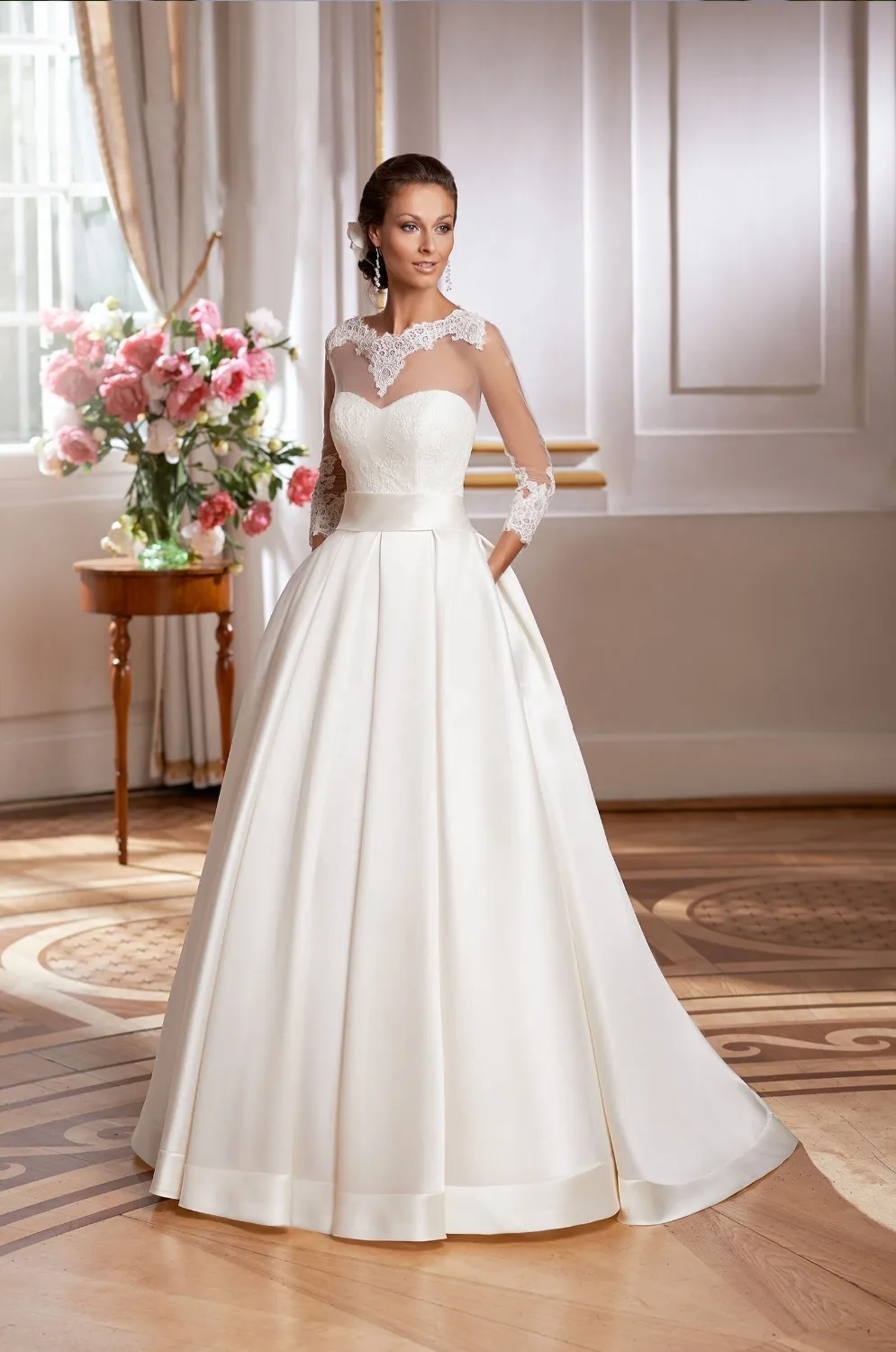 High Quality Vestidos De Novia Three Quarter Sleeves