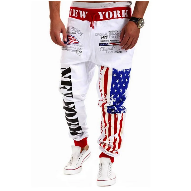 Men's high street trousers male sportswear pants letter print New York ...