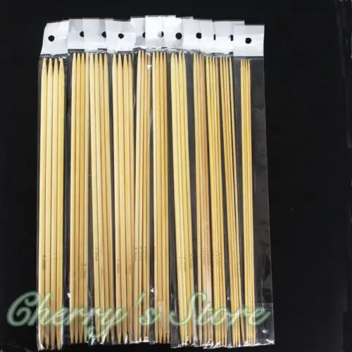 

55Pcs 11sizes 10" 25cm Bamboo Crochet Knitting Needles Set Double Pointed Craft Knit Tools Size 2.0-5.0mm