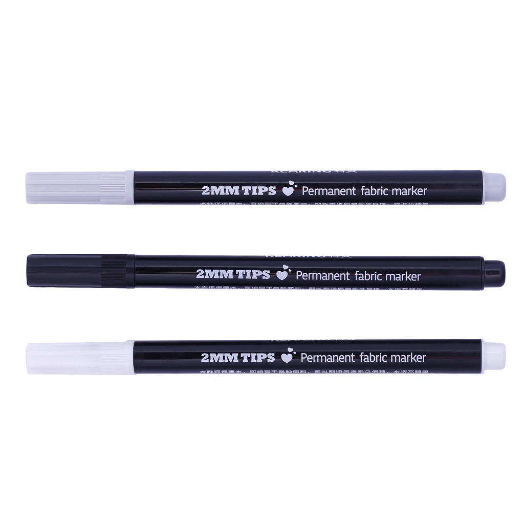 3Pcs Permanent Fabric Markers Paint Marker Pen for Artist Drawing T-Shirt Garments Shoes DIY 2mm