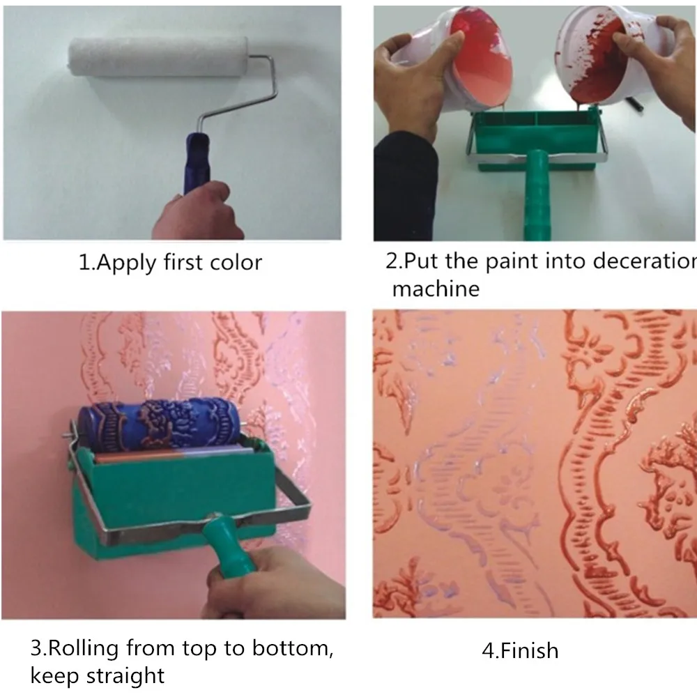 7 дюймов 3D резиновые стены декоративной живописи ролик, розовый ролик, разрисованный борд настенные украшения инструменты без ручка, 110C