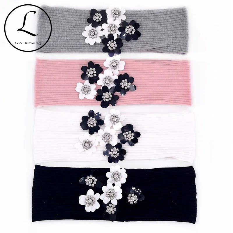 

GZhilovingL Woman Flower Headbands Hairbands 2019 Summer Casual Cotton Elastic Ribbed Head Warp Turban Girls Hair Accessories