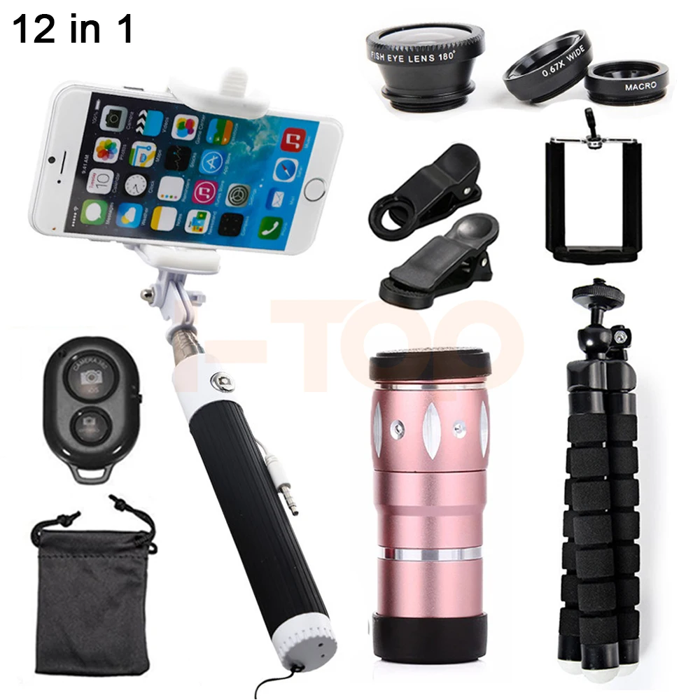 Mobile lens Kit 10X Zoom Telephoto Lenses Telescope Fish eye Wide Angle Macro Lentes For HUAWEI P9 P10 PLUS Honor8 9 v8 v9 mate9