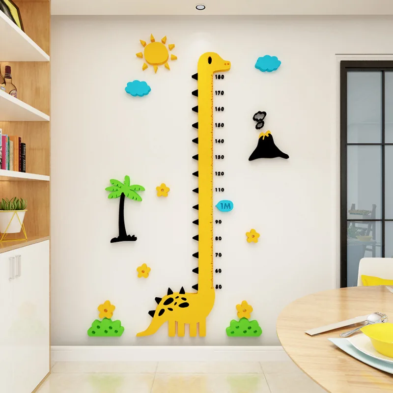 

Acrylic 3D height sticker dinosaur 3d wall sticker children's room cartoon baby measuring height wall sticker bedroom home decor