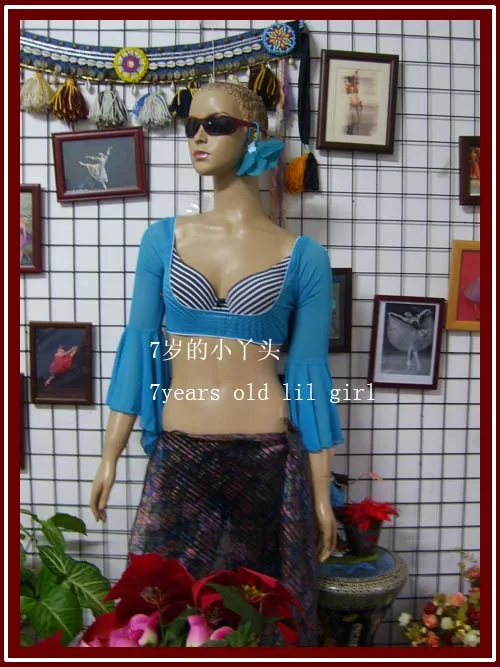 

Transparent thin belly danc chest 7point Flare sleeve top 16 CU12-16