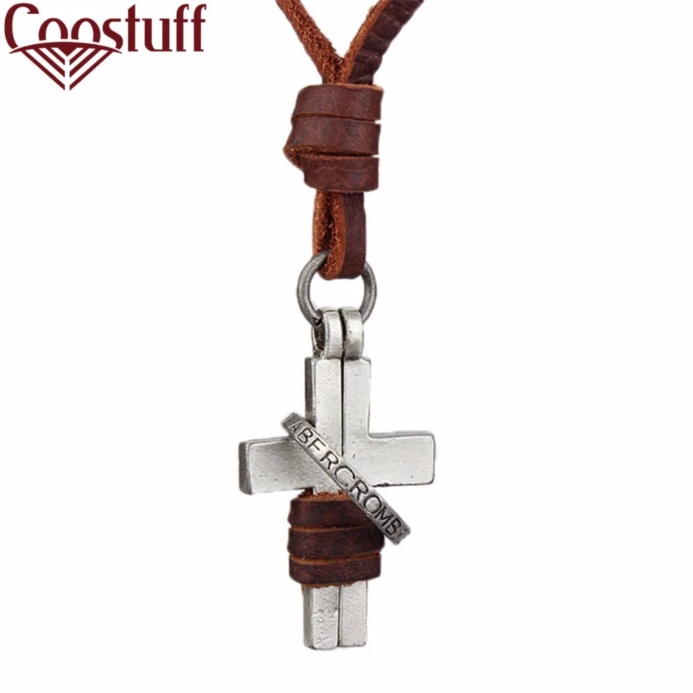 

Cross jewelry statement necklaces & pendants kolye, Vintage leather Necklace Men collier femme necklace for women long necklace