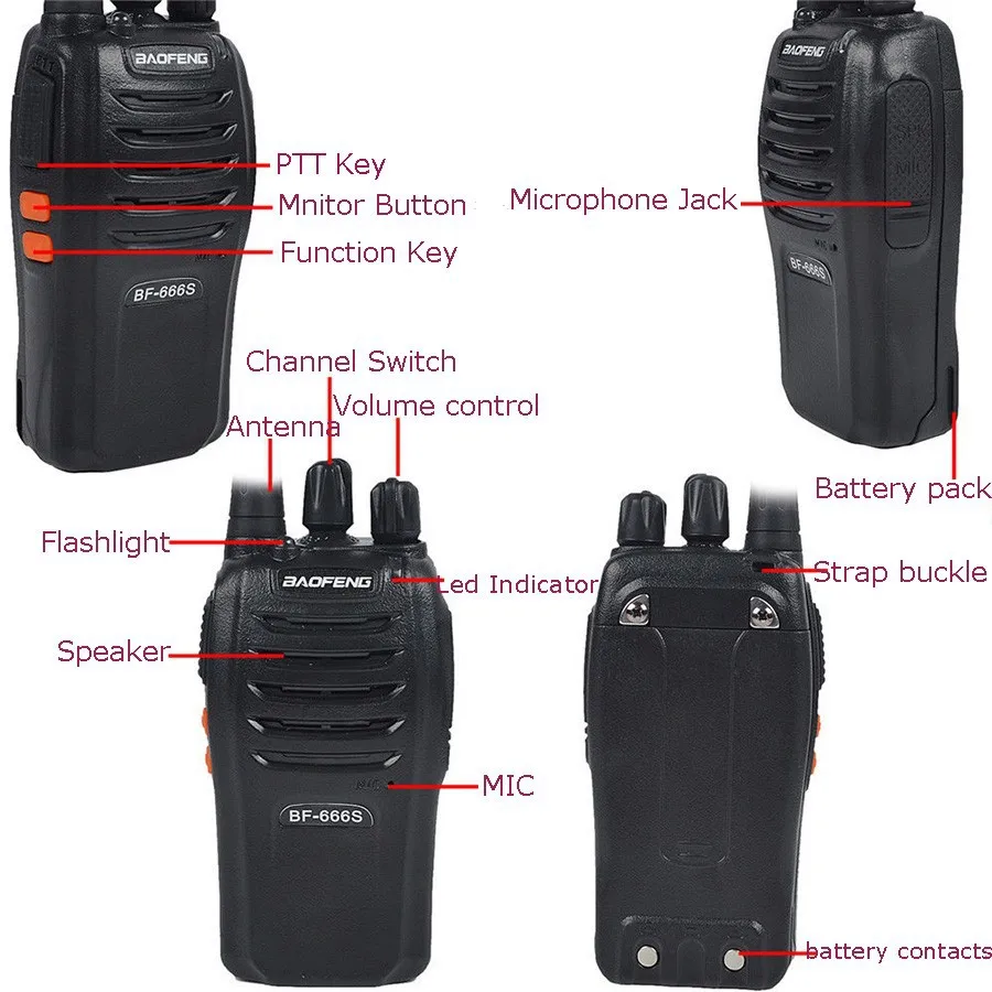 2 шт Baofeng Walkie Talkie BF-666S UHF 400-470 МГц 5 Вт 16CH двухстороннее радио 666S простая Портативная радиостанция привлекательная кнопка