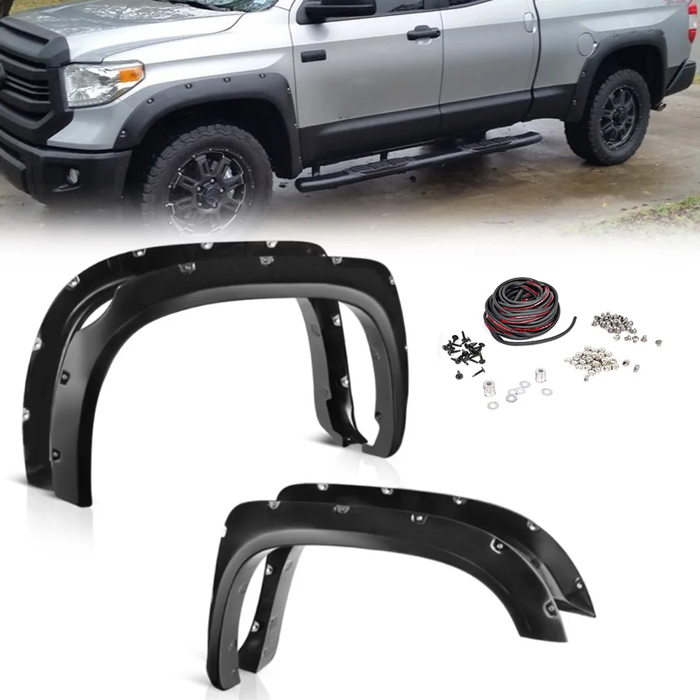 

Pocket Style Bolt On Rivet Wheel Eyebrow Fender Flares Cover Guard Mudguards Protector Trim Set For Toyota Tundra 2014-2017