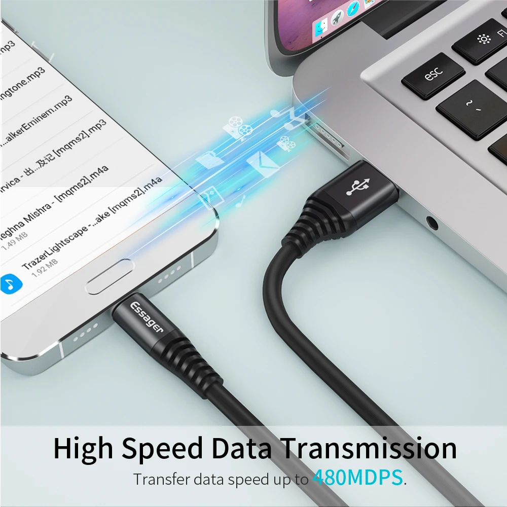 Essager Micro USB кабель 10 шт. оптовая продажа для samsung Xiaomi шнур 2.4A Быстрая зарядка 2 м 1