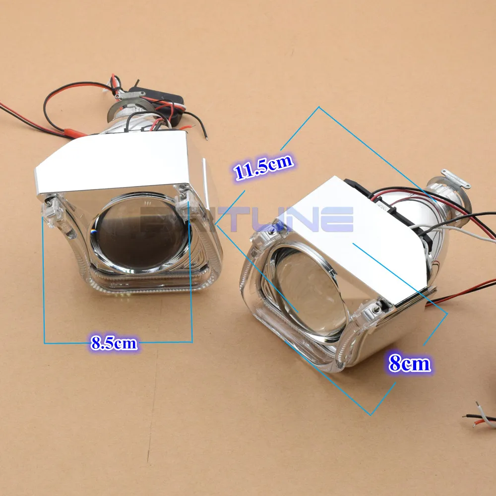 Special U Shape LED Angel Devil Eyes 2.5'' Mini Bi-xenon Projector Lens Daytime Running Lights For H4 H7 Cars Auto Headlight DIY